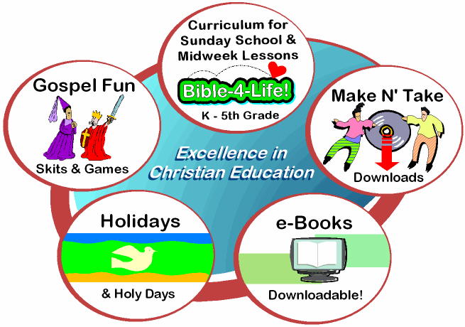 Bible Lessons,  Kids Sunday School Curriculum, Children's Ministry Ideas, Object talks, kid's sermons, Christian crafts, Bible games, Christian skits, children's church, Holy Days & Holidays, e-books, Make n' Take Downloads